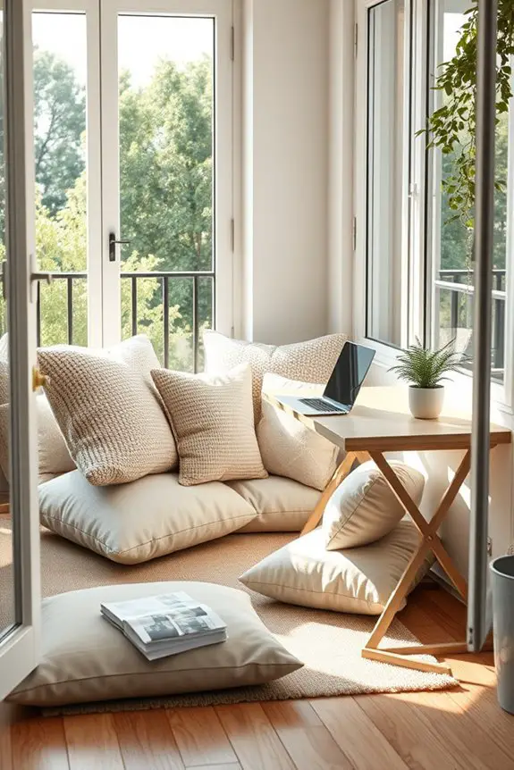 cozy balcony workspace retreat
