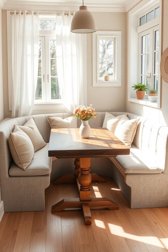 cozy banquette dining nook