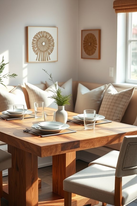 cozy banquette with pillows