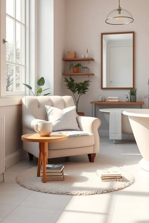 cozy bathroom reading nook