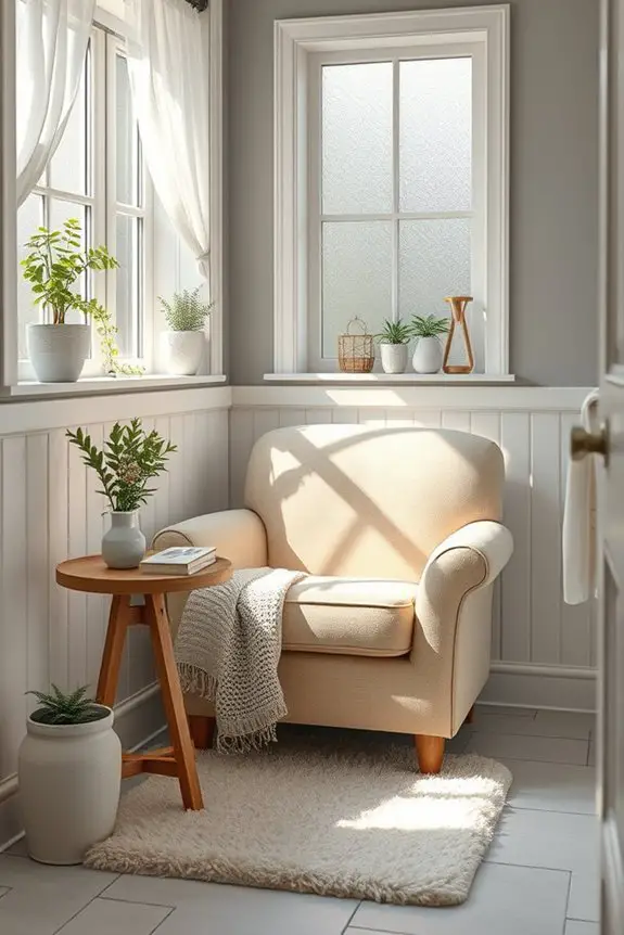 cozy bathroom reading nook