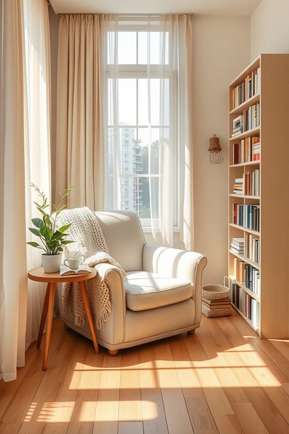 cozy beige reading corner
