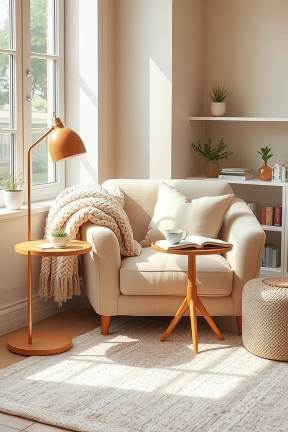 cozy beige reading nook