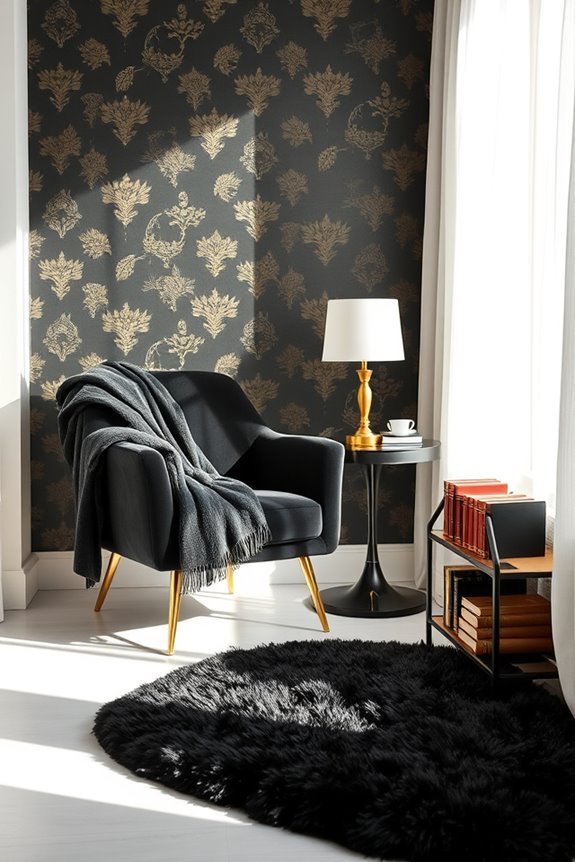 cozy black and gold nook