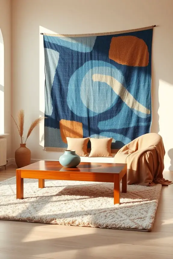 cozy blue and brown tapestries