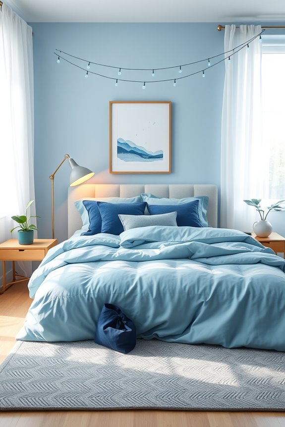 cozy blue string lights