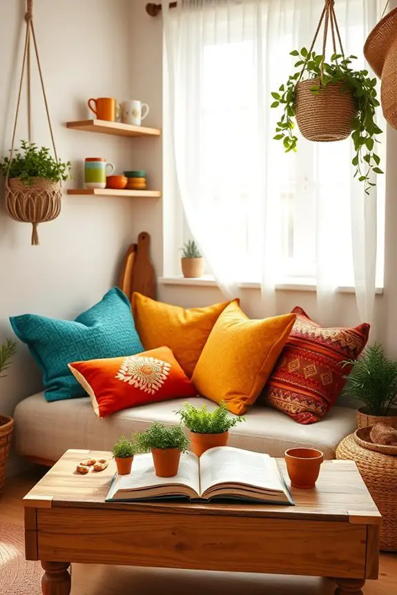 cozy boho kitchen seating
