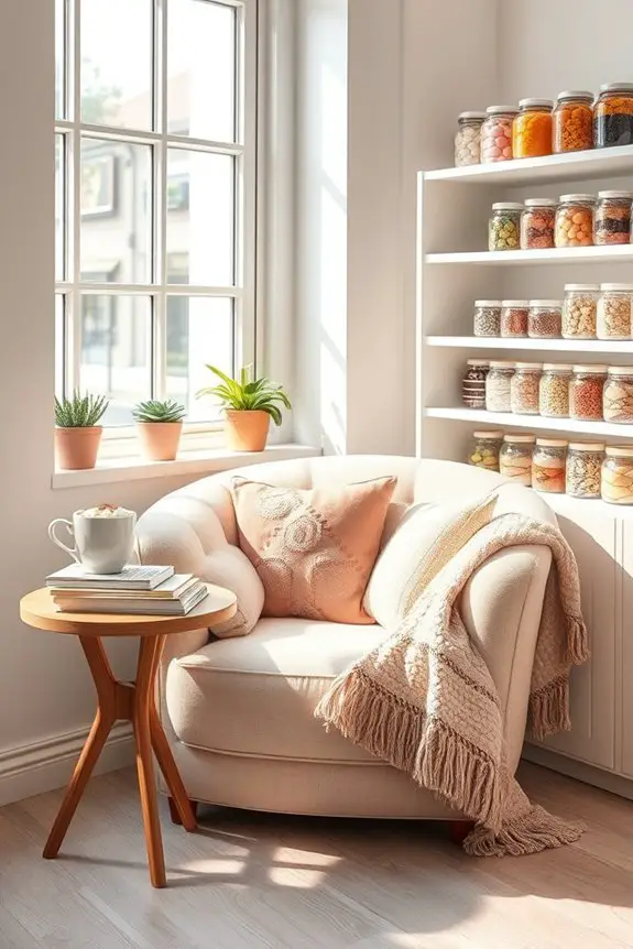 cozy book and dessert nook