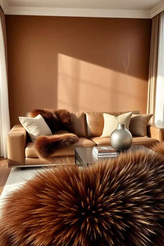 cozy brown faux fur accents
