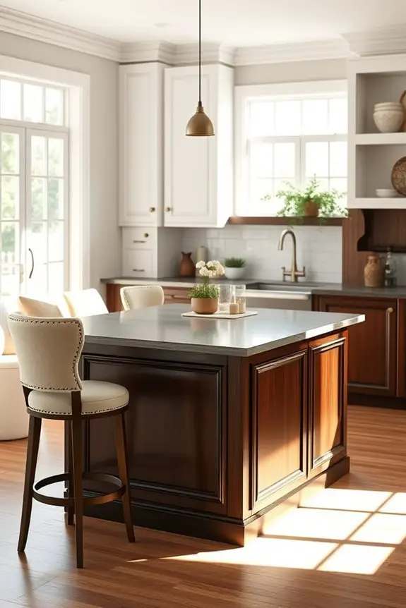 cozy brown kitchen island