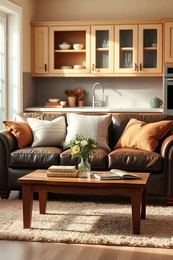 cozy brown kitchen seating