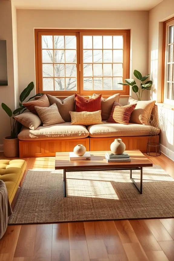 cozy brown window cushions