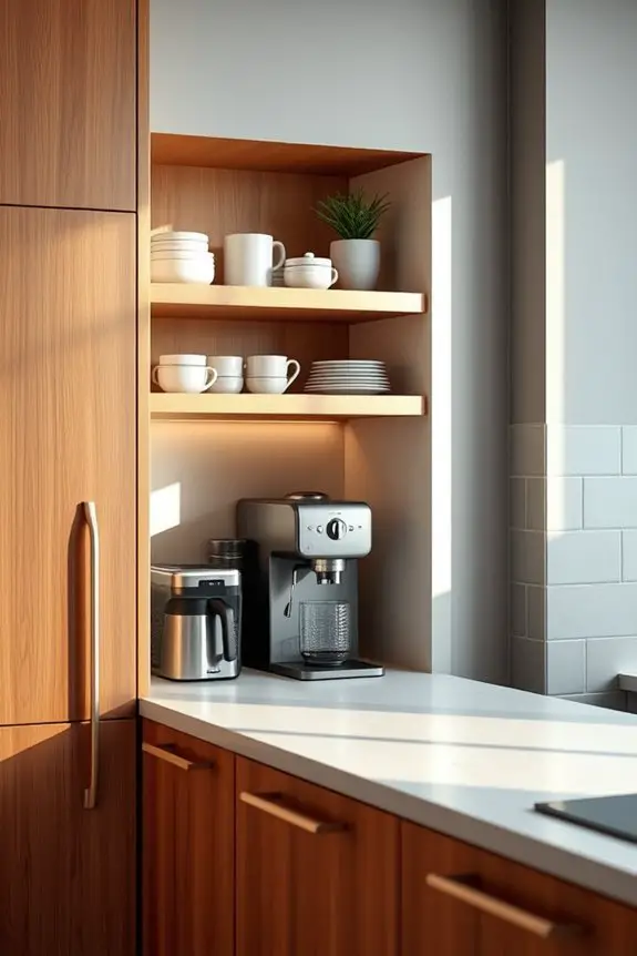 cozy built in coffee station