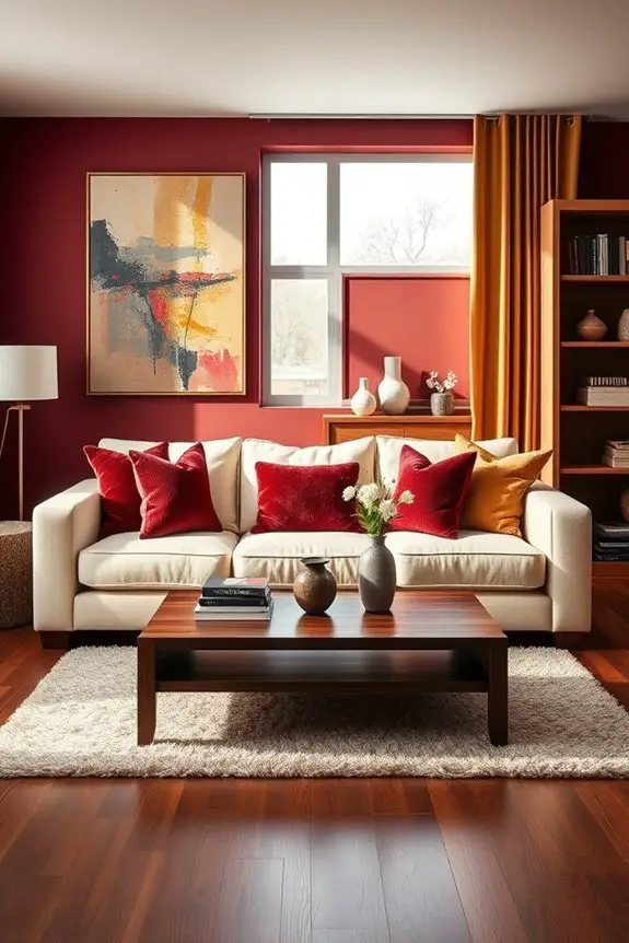 cozy burgundy living room