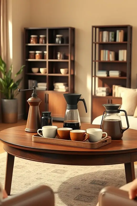cozy classic brown coffee station