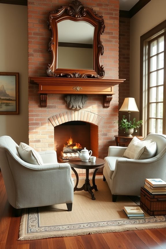 cozy colonial fireplace nook