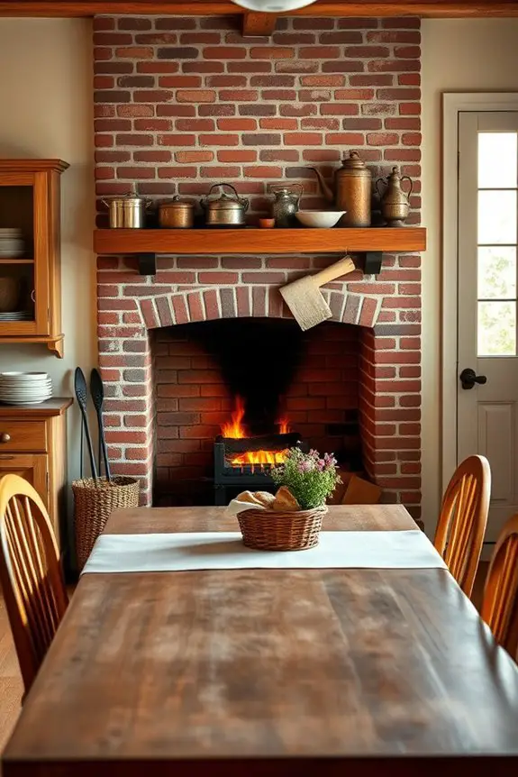 cozy colonial kitchen fireplace