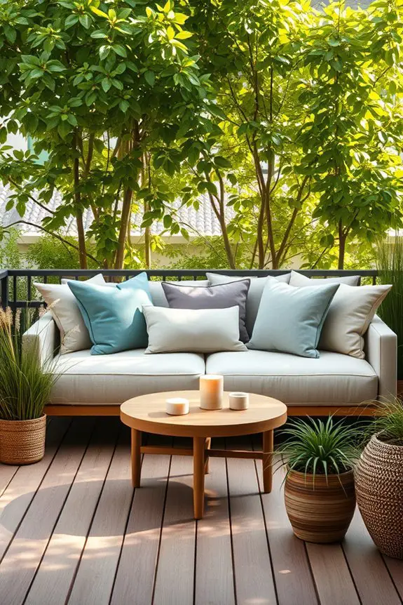 cozy colorful balcony pillows