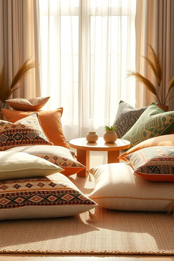 cozy colorful floor cushions