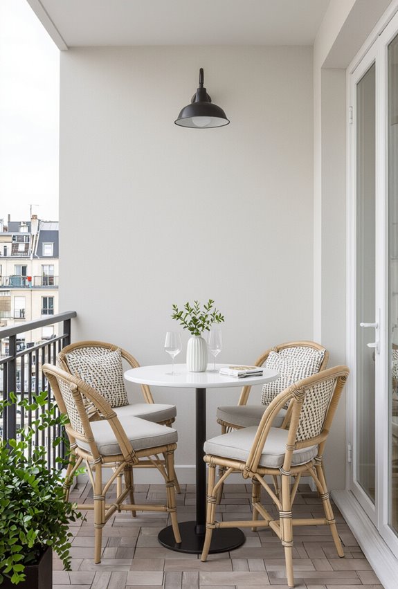 cozy compact parisian balcony dining