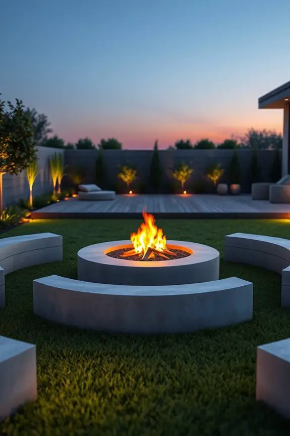cozy concrete fire pit
