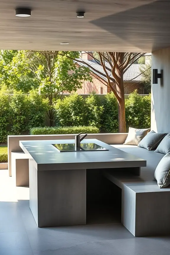 cozy concrete kitchen seating