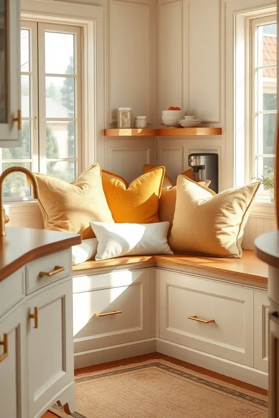 cozy cream and gold pillows