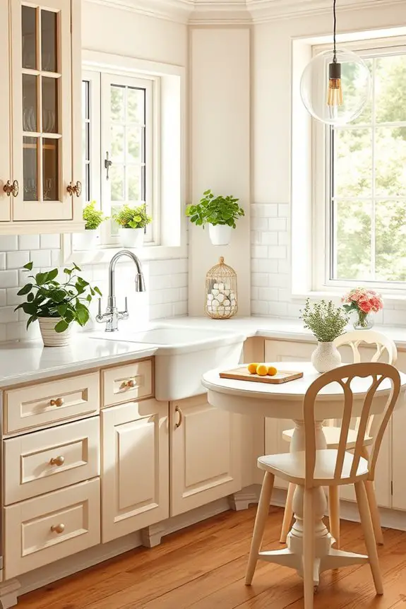 cozy cream and white kitchen