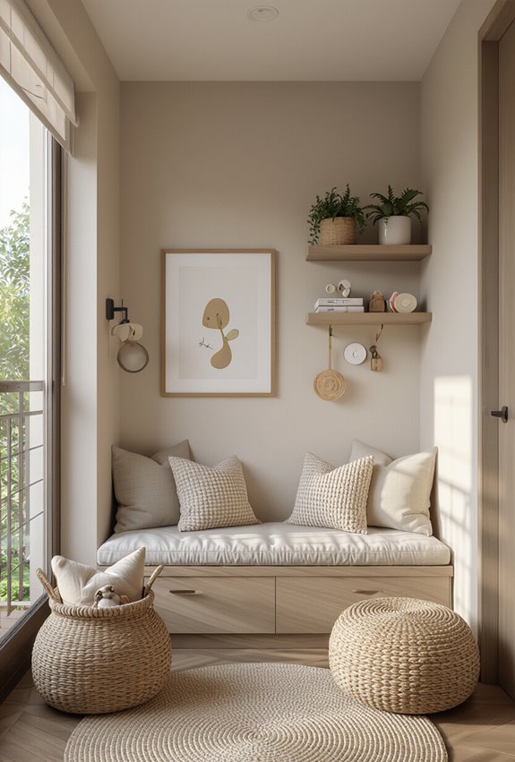 cozy cushioned balcony playspace