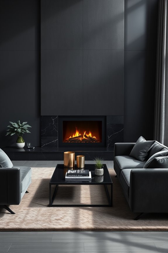 cozy dark fireplace aesthetic
