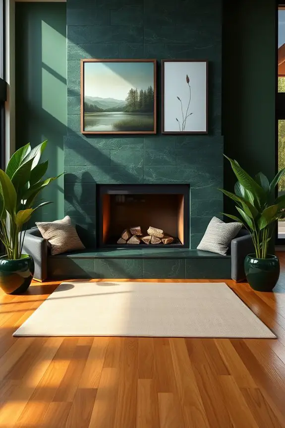 cozy dark green decor