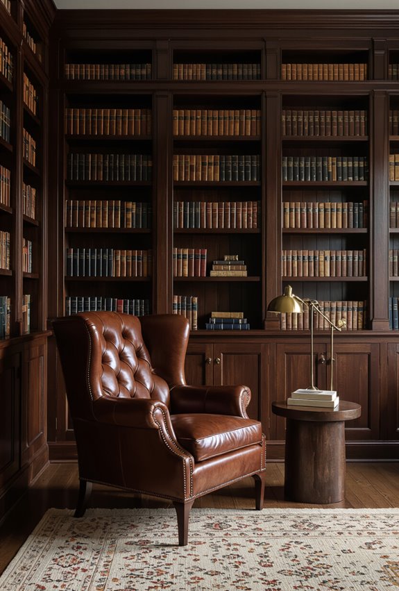 cozy dark wood library