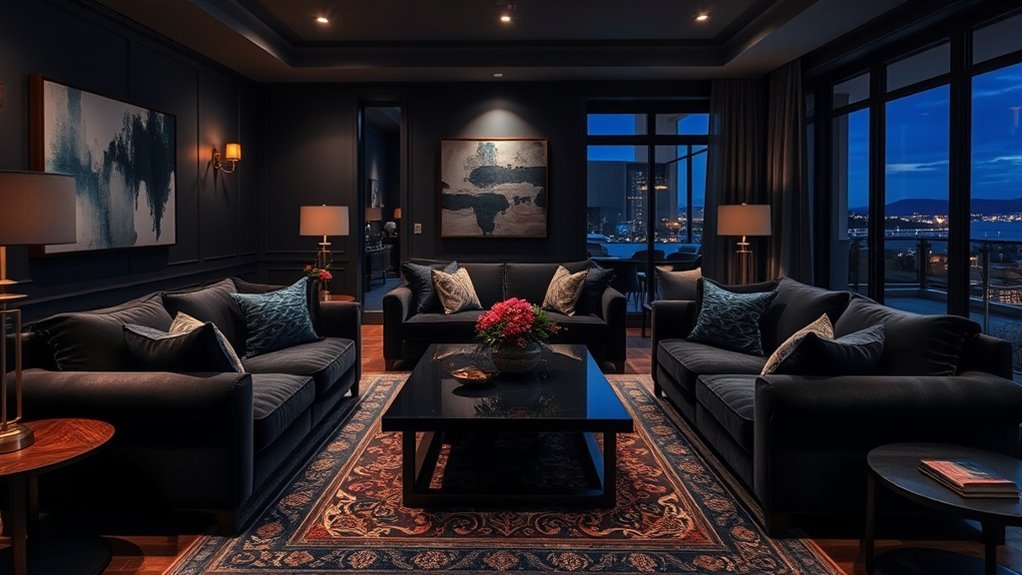 cozy elegant dark interiors