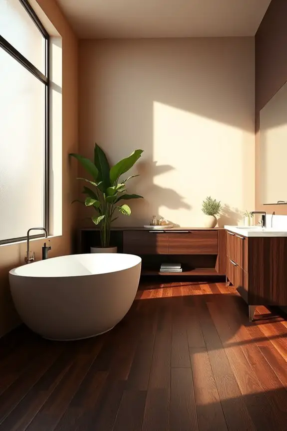 cozy espresso wood accents