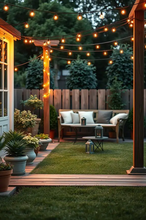 cozy evening backyard lighting