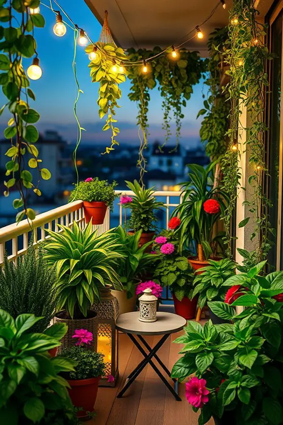 cozy evening balcony lighting