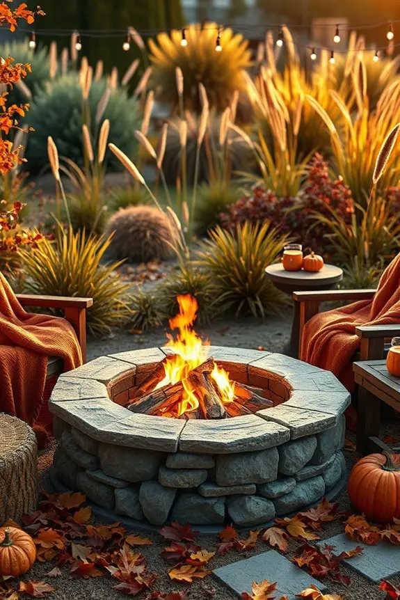 cozy fall fire pit setup