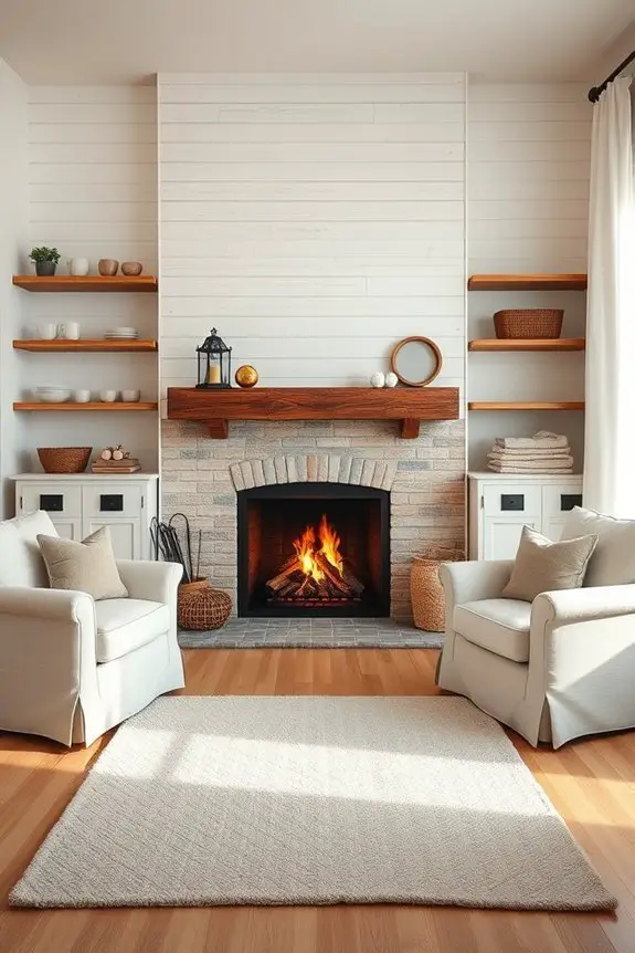 cozy farmhouse fireplace decor