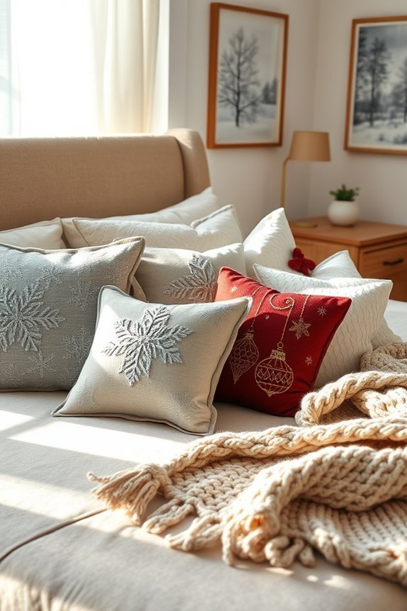 cozy festive pillow arrangements
