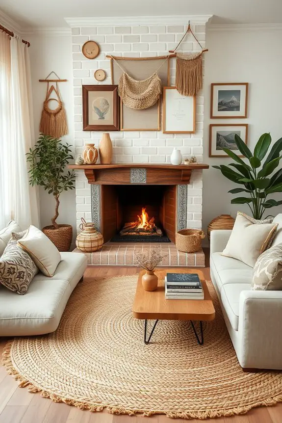 cozy fireplace boho haven