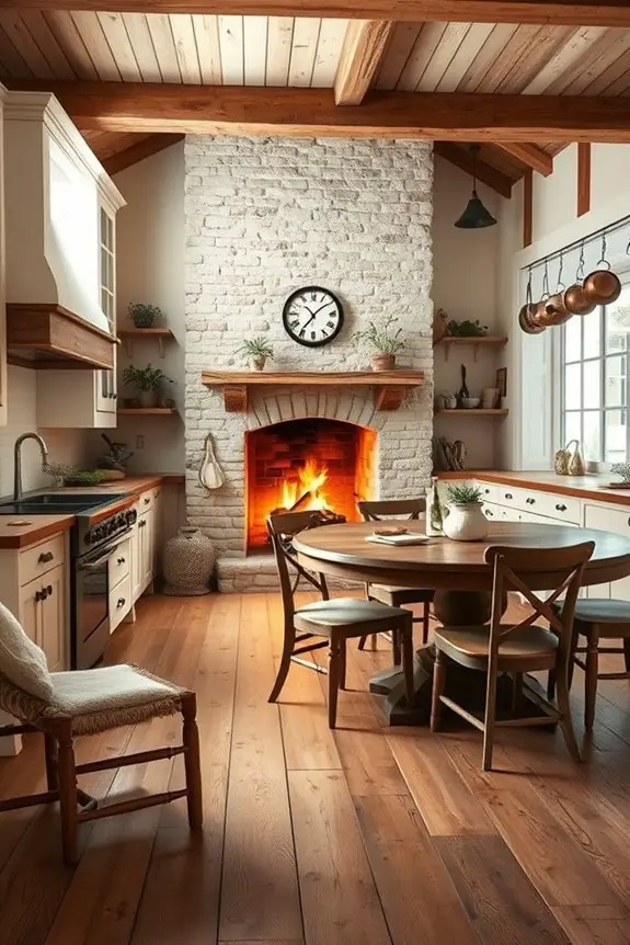 cozy fireplace kitchen retreat