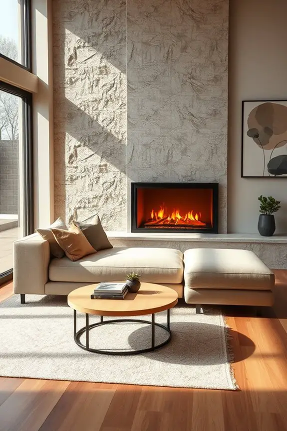 cozy fireplace lounge setup