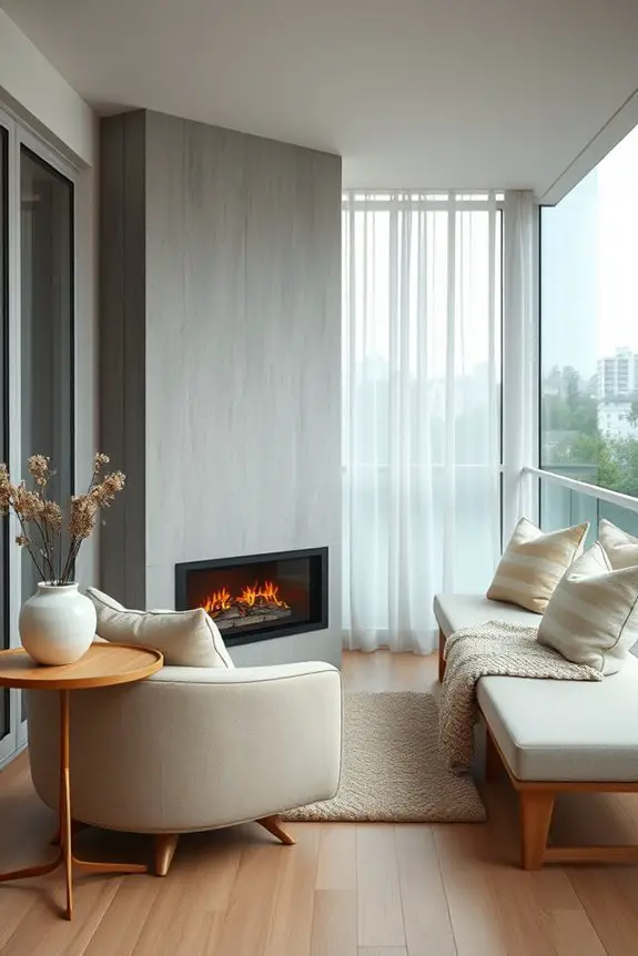 cozy fireplace or heater