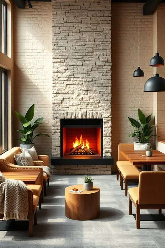 cozy fireplace seating ambiance