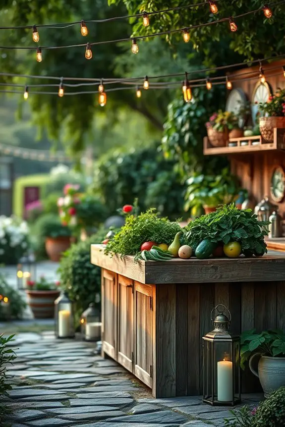 cozy garden kitchen lighting