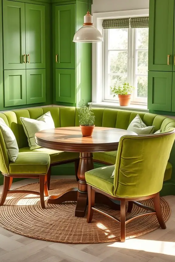 cozy green kitchen nooks