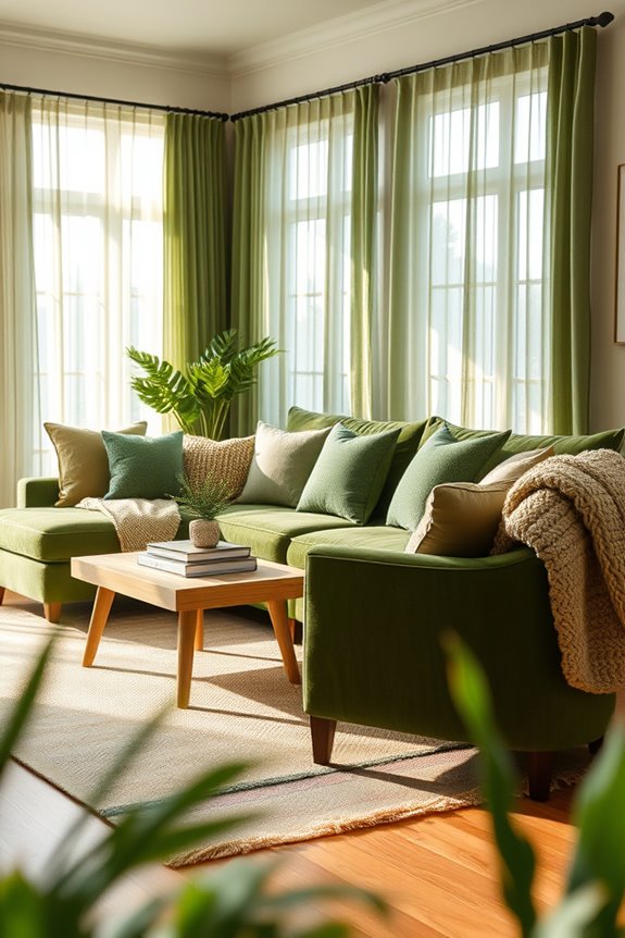 cozy green textile layering