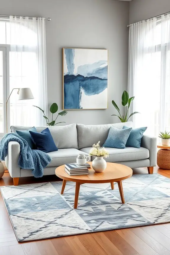 cozy grey and blue textiles
