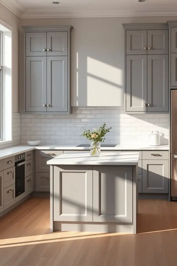 cozy grey kitchen cabinets