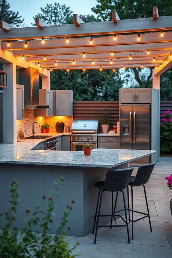 cozy illuminated outdoor kitchen